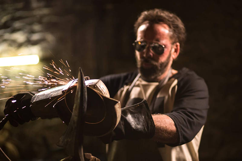 Yes, there’s a weapons-making montage in Mandy.
